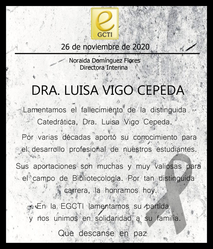 nota de duelo Dra Luisa Vigo Cepeda